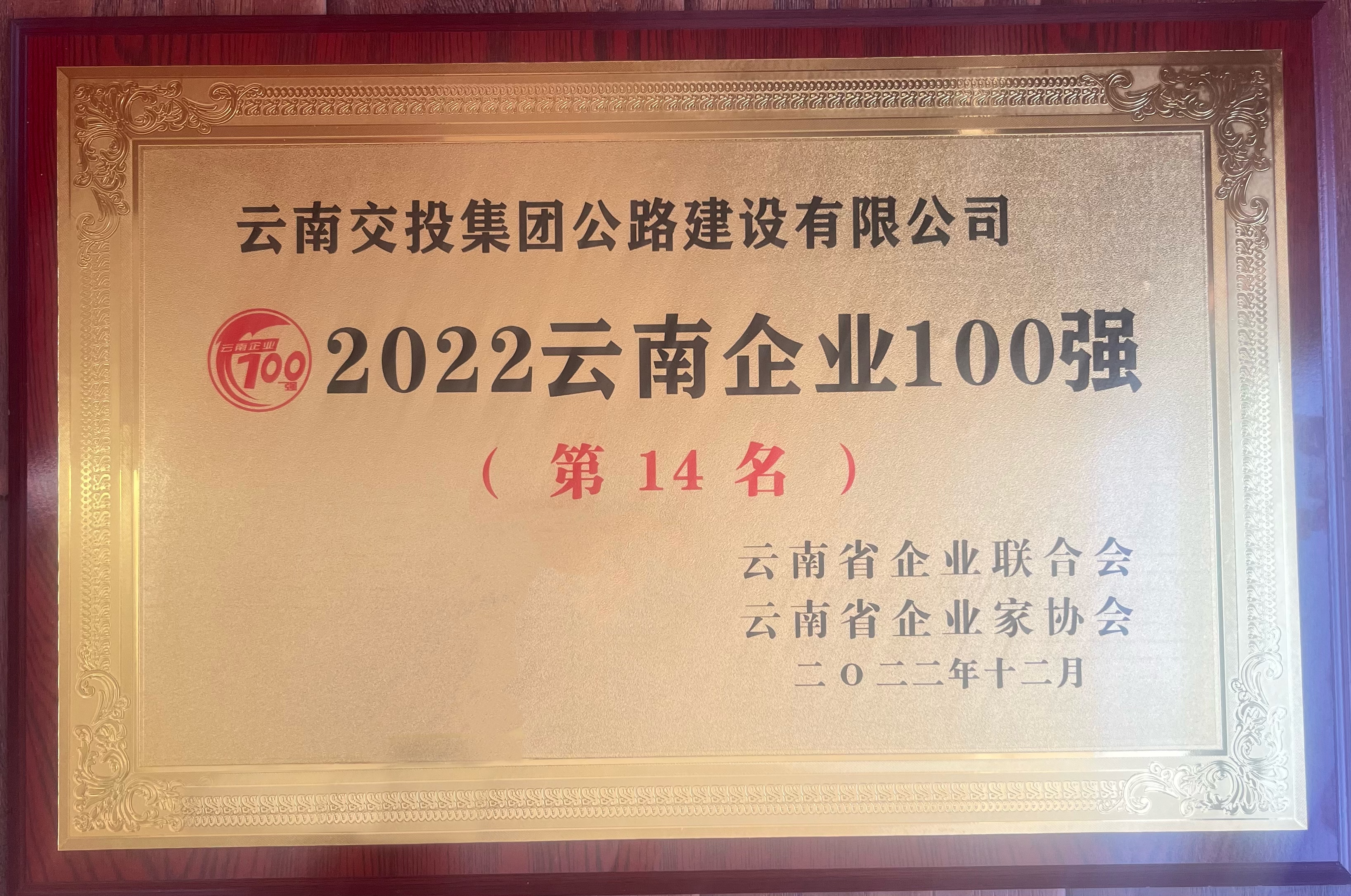 喜讯！天顺平台荣登“2022云南企业100强”榜单